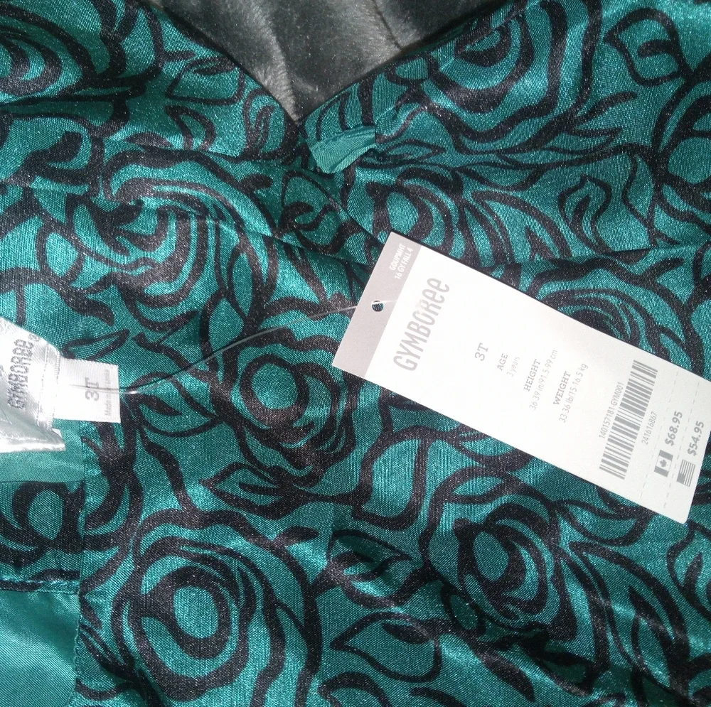 Gymboree formal dress teal black 3T NWT